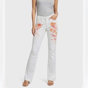 CHAPS White & Orange Floral 5 Pocket Straight Leg Size 6 Jeans NWOT